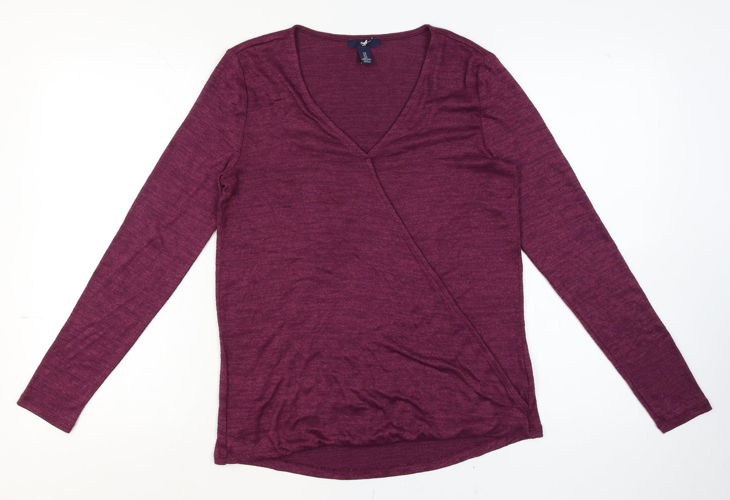 Gap Women's Purple Wrap V-Neck Long Sleeve Jersey Top Size S