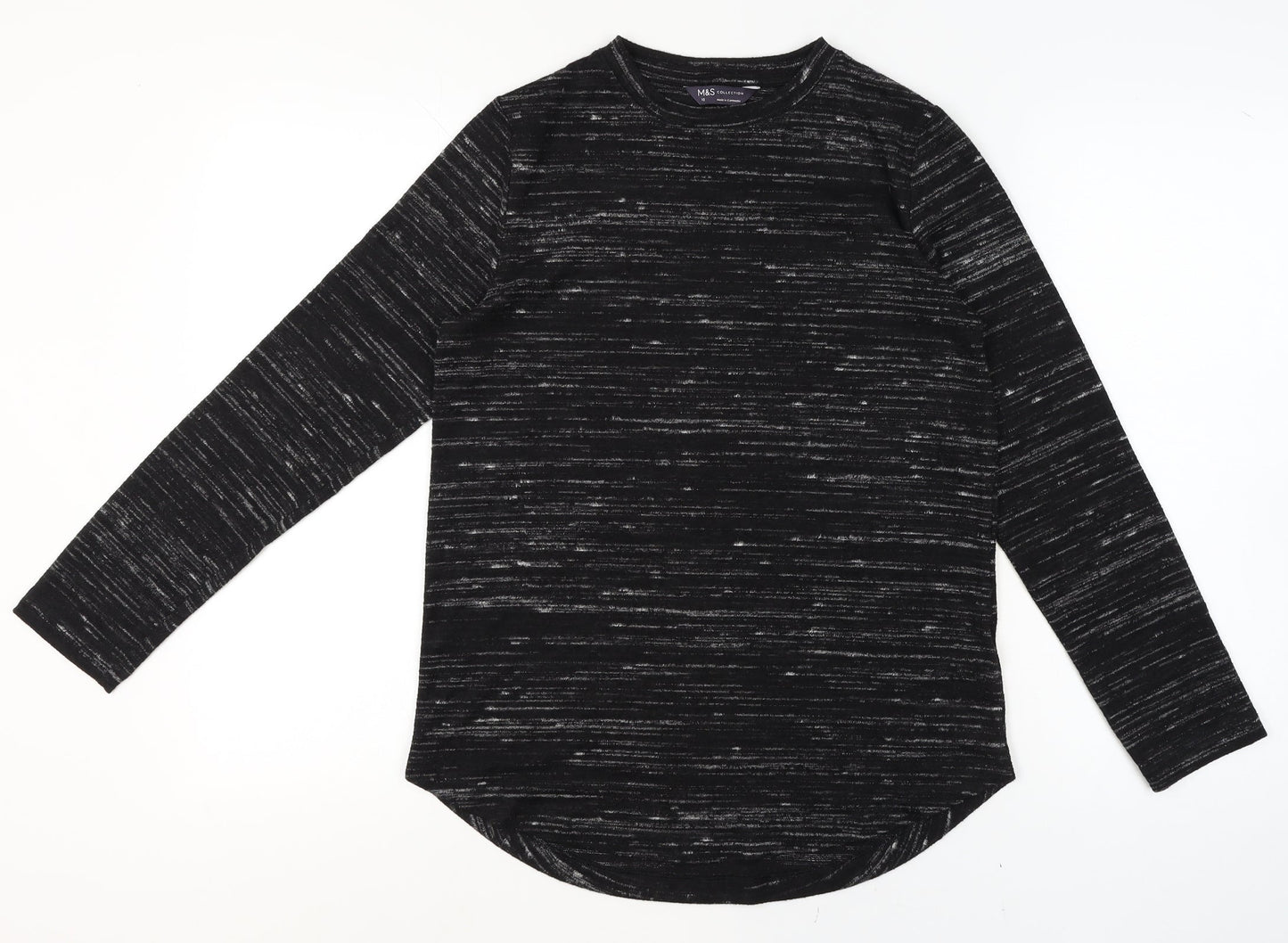 Marks and Spencer Women's Black Mix Long Sleeve Jersey Top Size 10