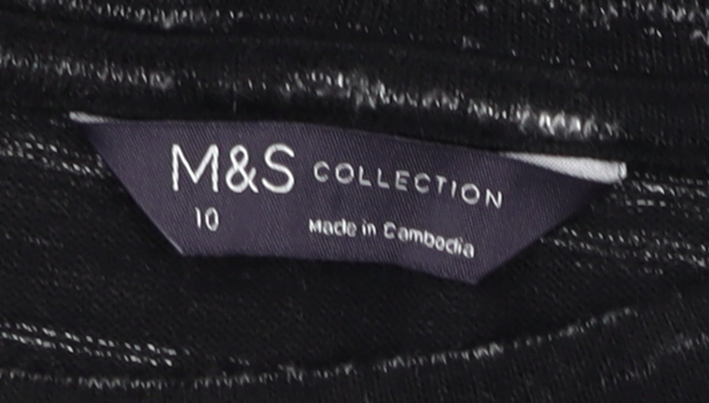 Marks and Spencer Women's Black Mix Long Sleeve Jersey Top Size 10