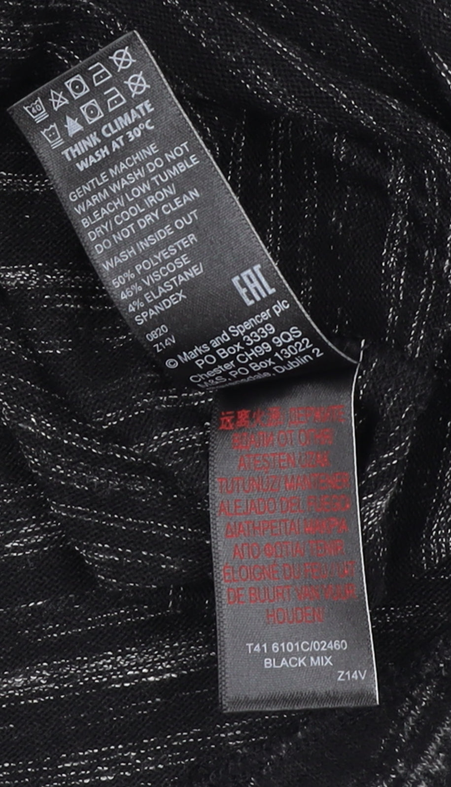 Marks and Spencer Women's Black Mix Long Sleeve Jersey Top Size 10