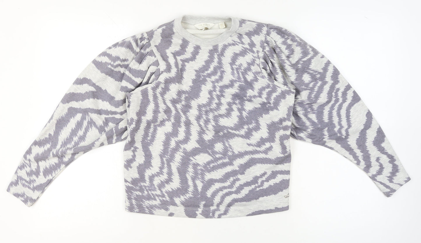 Ted Baker Women's Grey Animal Print Balloon Sleeve Jumper XS