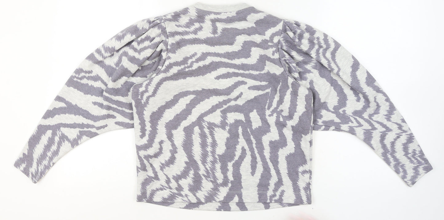 Ted Baker Women's Grey Animal Print Balloon Sleeve Jumper XS