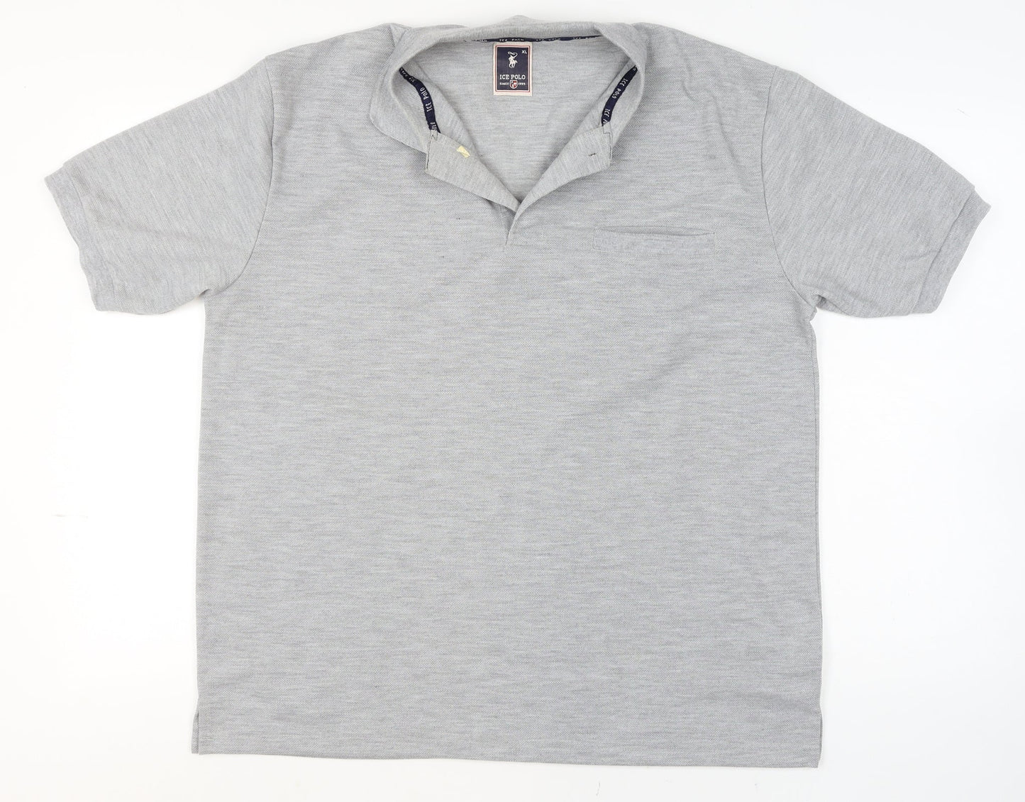 Ice Polo Men's Grey Cotton Blend Short Sleeve XL Polo Shirt