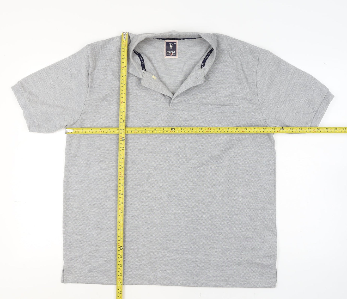 Ice Polo Men's Grey Cotton Blend Short Sleeve XL Polo Shirt