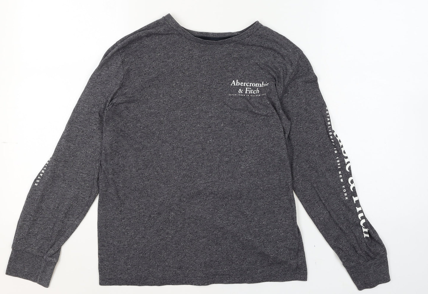 Abercrombie & Fitch Men's Grey Long Sleeve Crew Neck T-Shirt XS