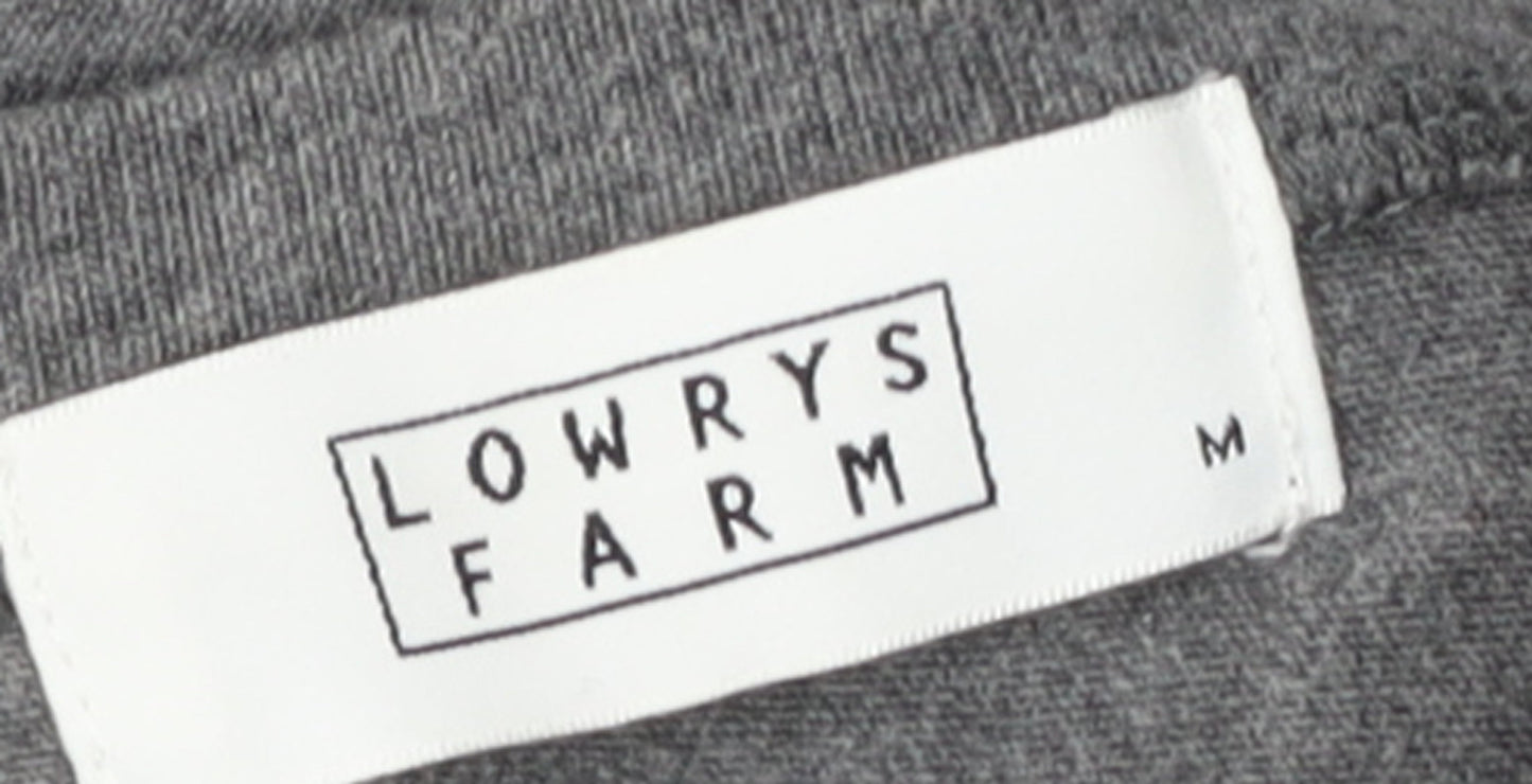 Lowrys Farm Women Grey M T-Shirt Dress V-Neck 3/4 Sleeve Lace Up