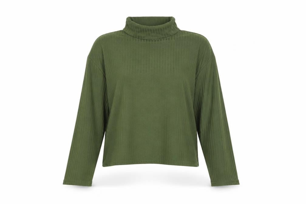 H&M Divided Women's Green Roll Neck Long Sleeve Jersey Top Medium