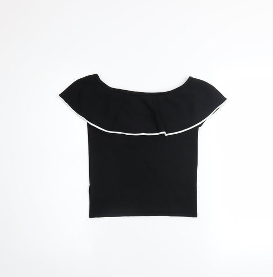 River Island Girls Black Ruffle Off Shoulder Cropped Top 11-12 Years