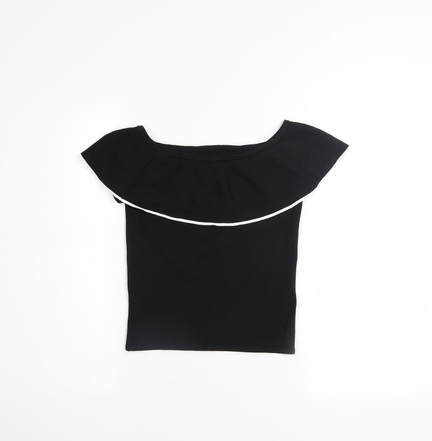River Island Girls Black Ruffle Off Shoulder Cropped Top 11-12 Years