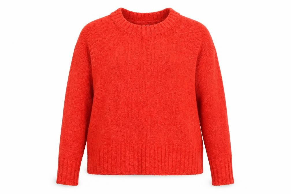 Long Tall Sally Women's Red Chunky Knit Crew Neck Pullover Jumper XL