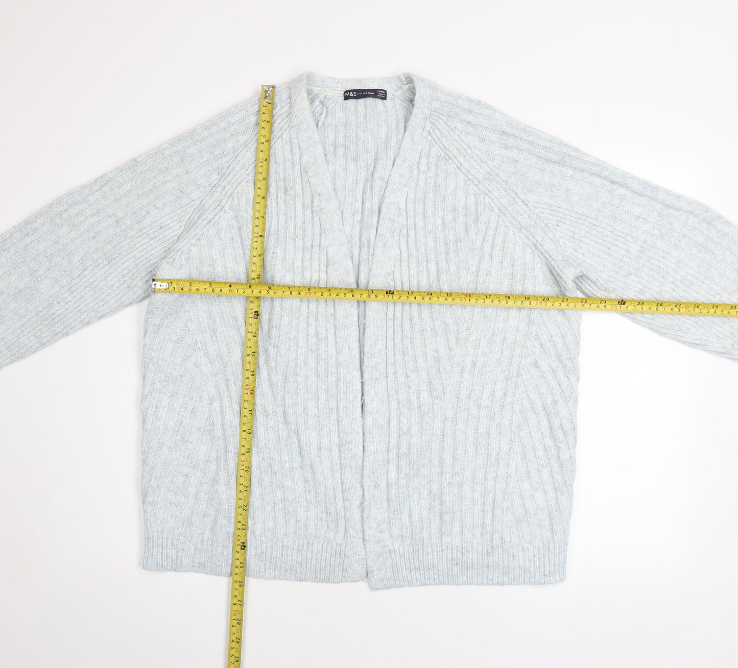Marks and Spencer Women’s Grey Chunky Knit Open Cardigan Size L