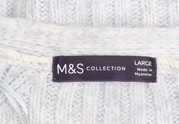 Marks and Spencer Women’s Grey Chunky Knit Open Cardigan Size L