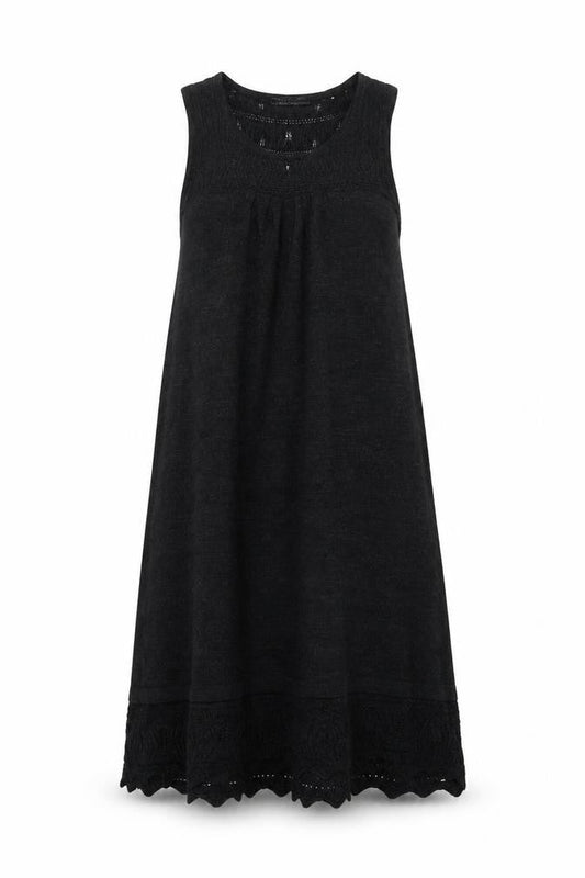 Mango Women Black Knit A-Line Sleeveless Knee Length Dress Size 8