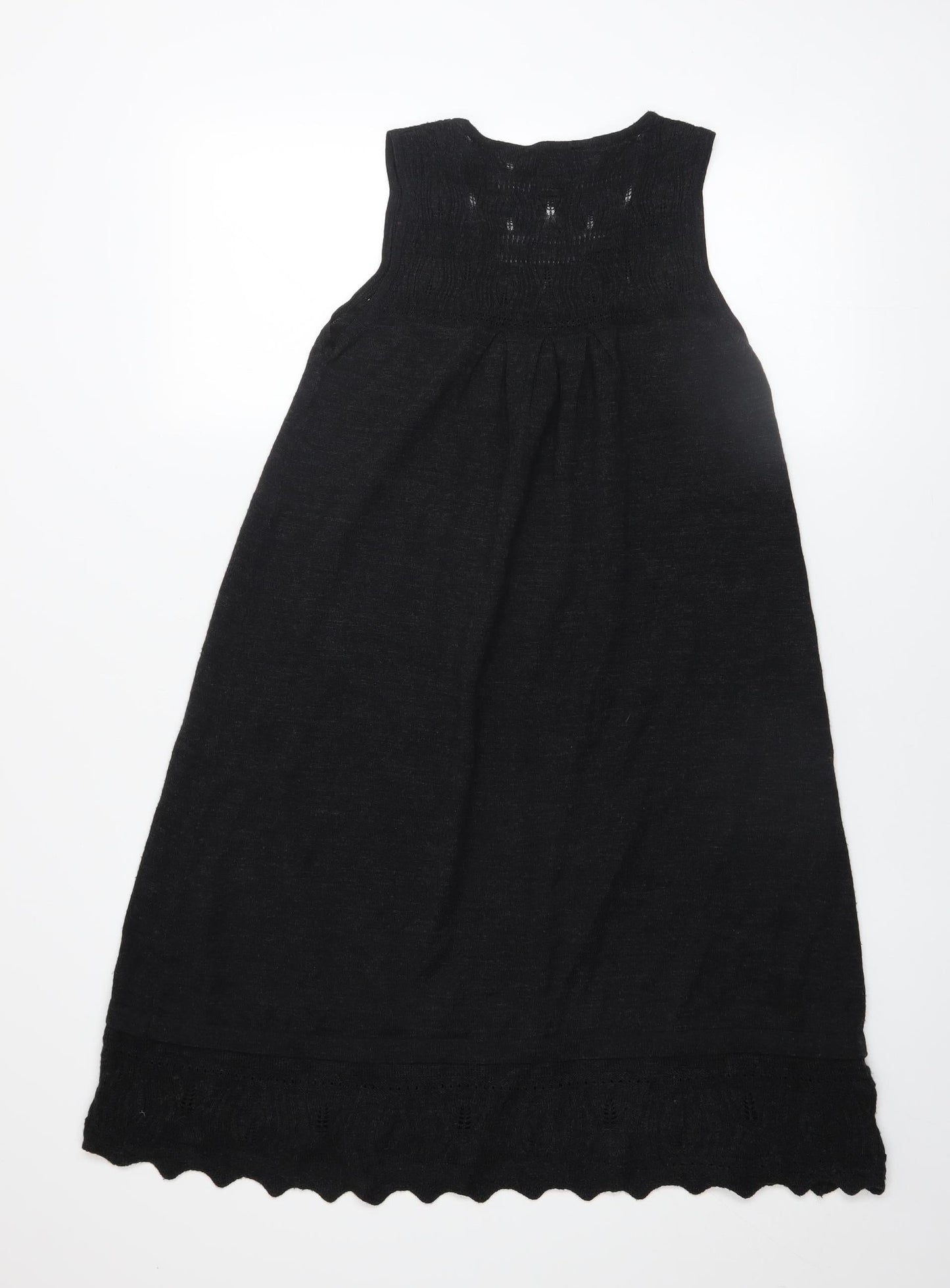 Mango Women Black Knit A-Line Sleeveless Knee Length Dress Size 8
