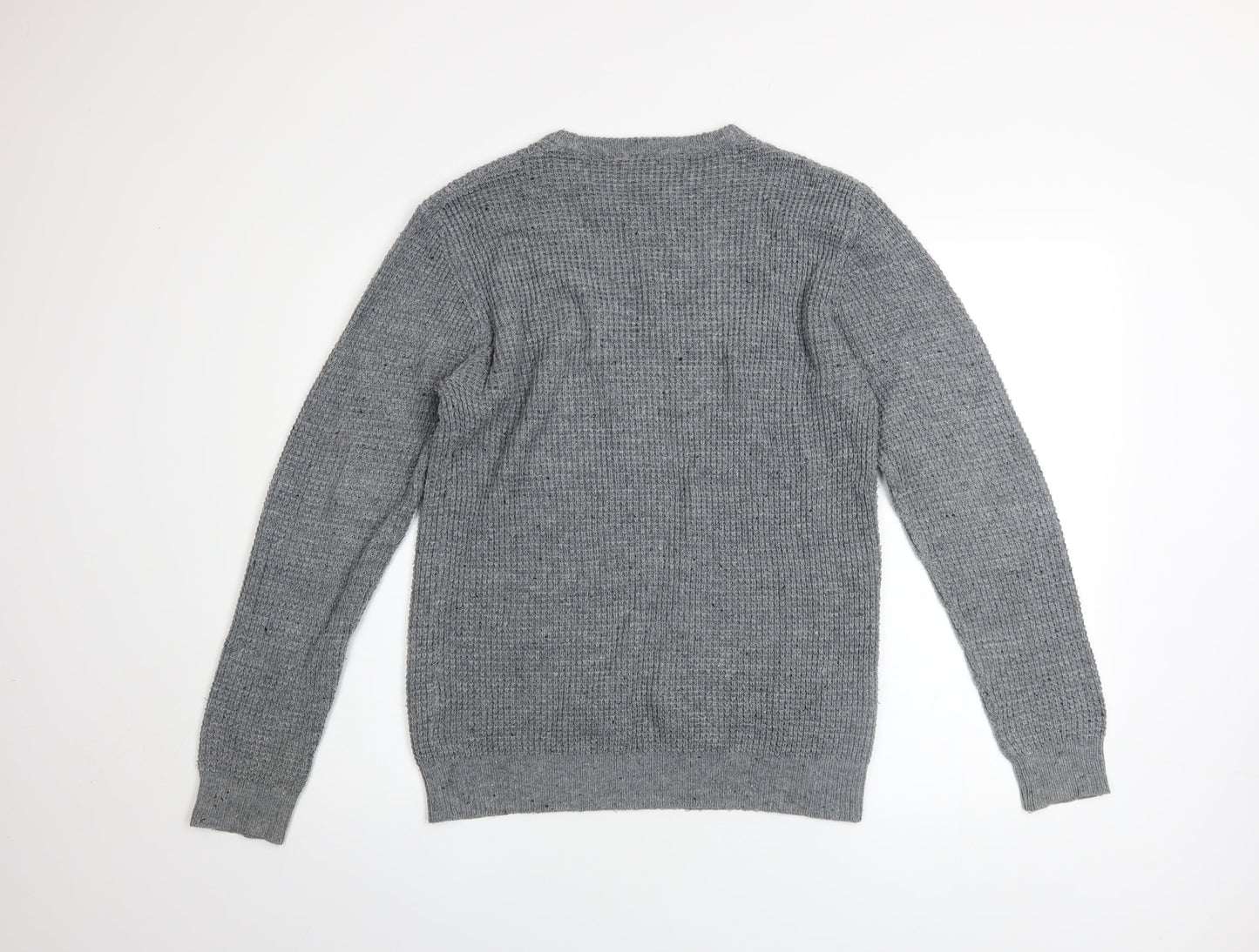 Cedar Wood State Men's Grey XS Crew Neck Waffle Knit Pullover Jumper