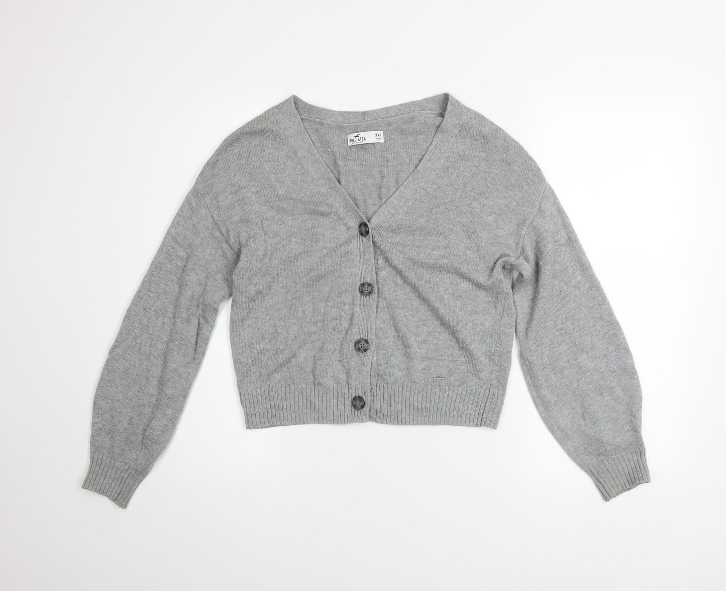 Hollister Womens Grey Cardigan XXS Cotton Nylon Viscose Knit