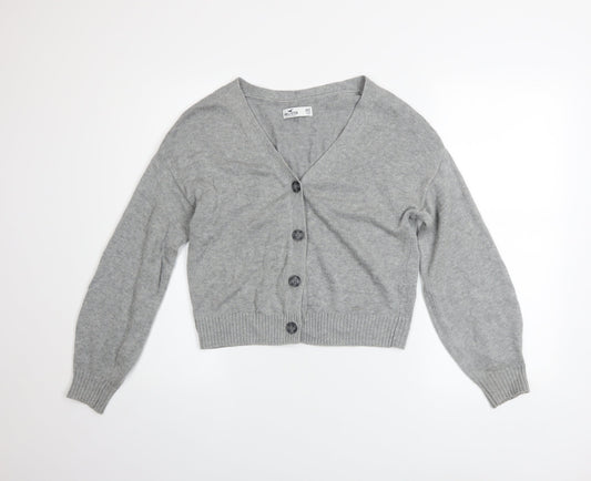 Hollister Womens Grey Cardigan XXS Cotton Nylon Viscose Knit