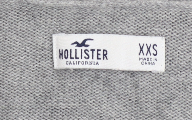 Hollister Womens Grey Cardigan XXS Cotton Nylon Viscose Knit