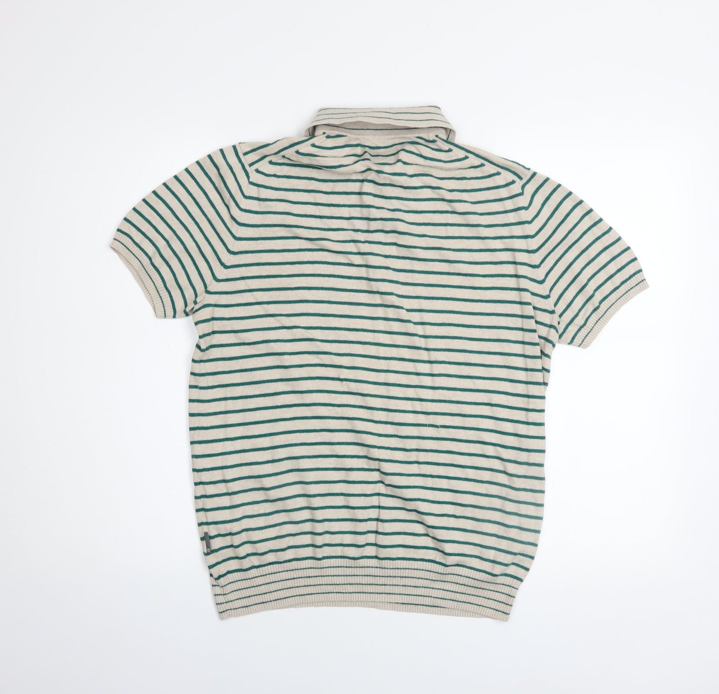 Peter Werth Men’s Beige Striped Cotton Polo Shirt Size M