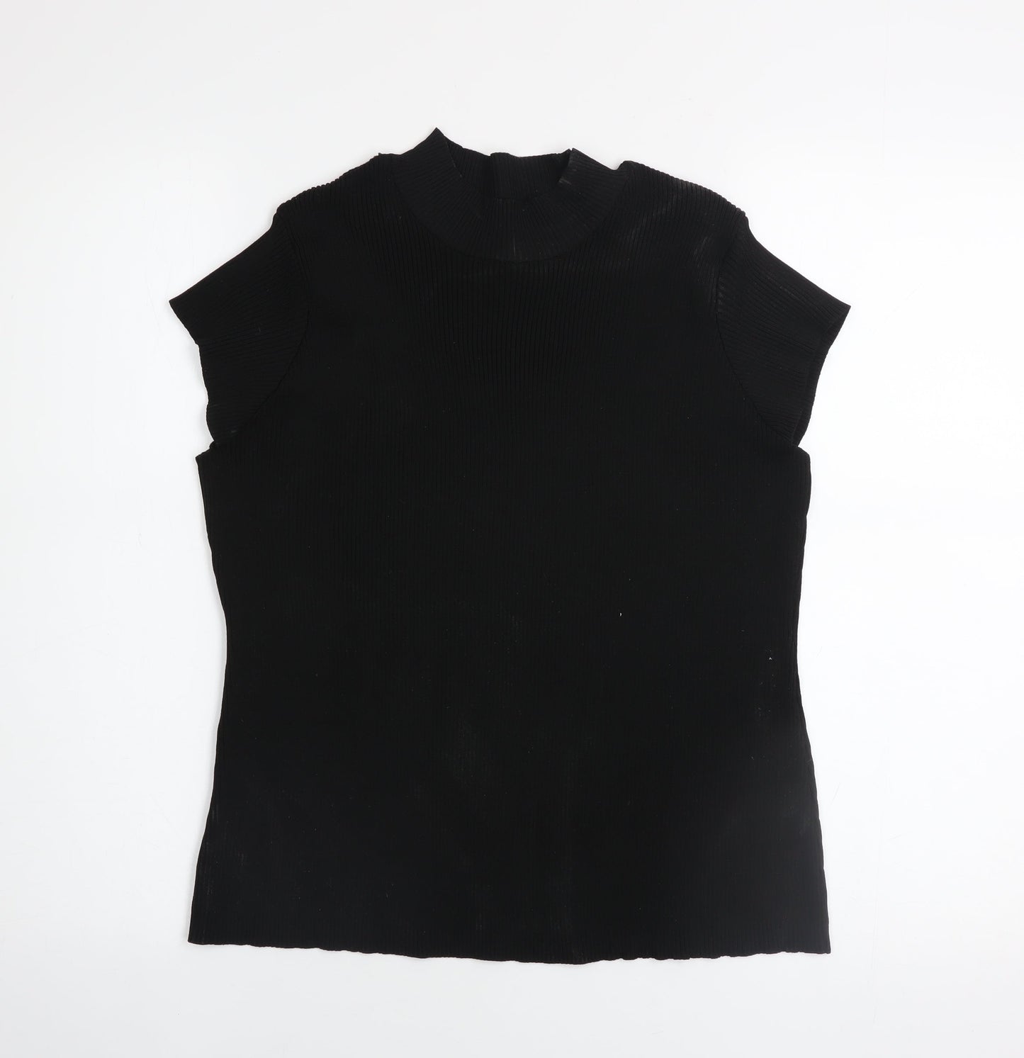 ASOS Women’s Black Mock Neck Ribbed Short Sleeve Top Size L