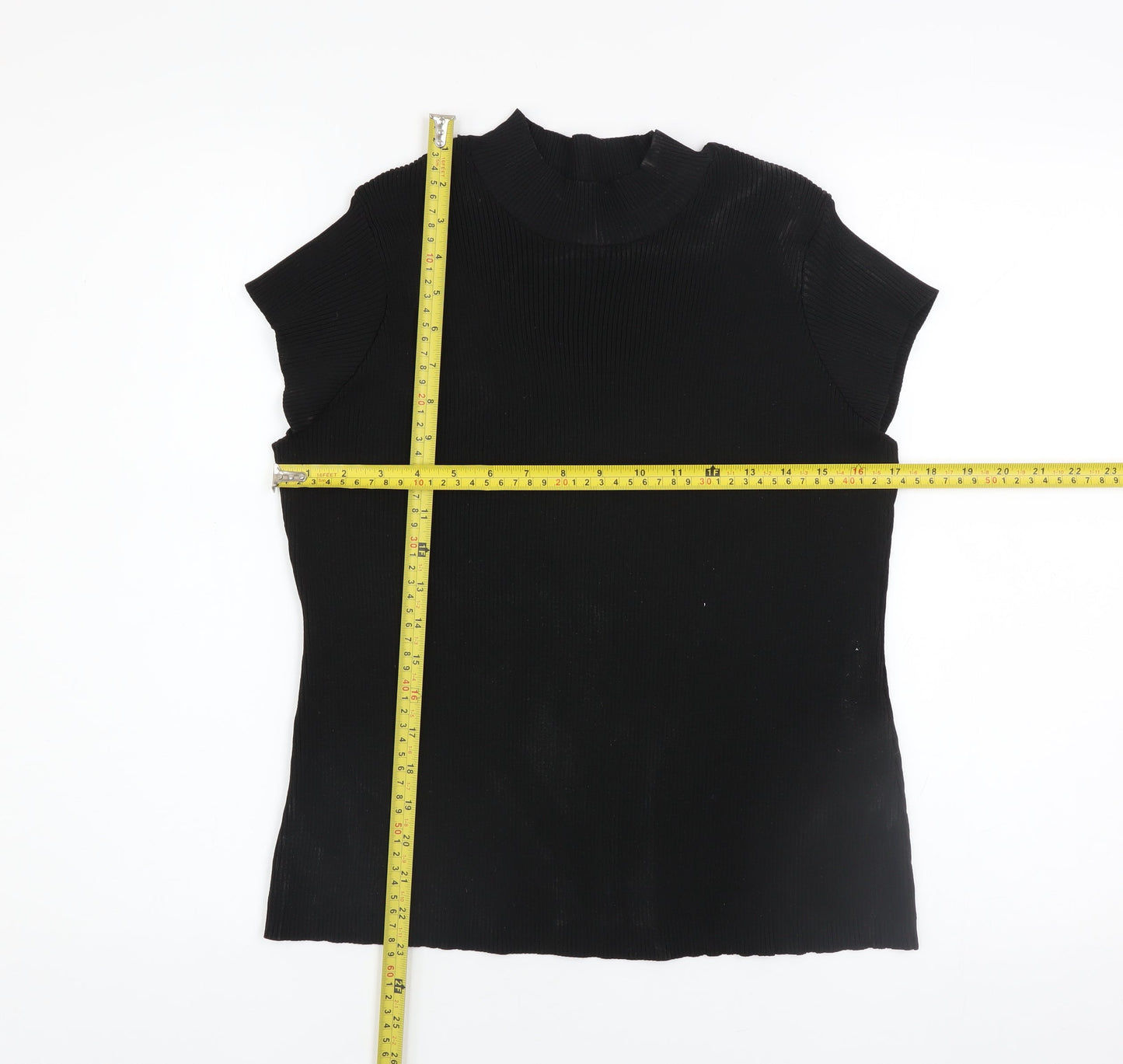 ASOS Women’s Black Mock Neck Ribbed Short Sleeve Top Size L