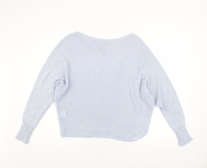 Nina Murati Women Blue Open-Knit Lightweight Pullover Jumper S