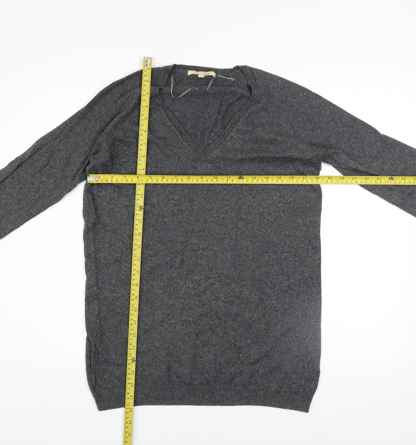 Next Women’s Grey V-Neck Long Sleeve Pullover Jumper Size 12