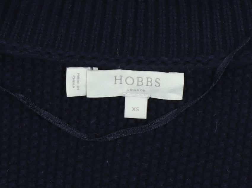 Hobbs Women’s Blue Cotton Knit Long Sleeve Open Cardigan XS