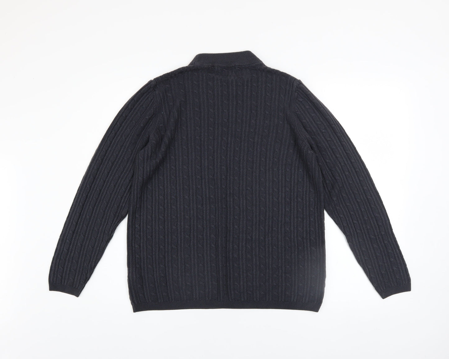 Marks and Spencer Womens Blue Size 18 Cable Knit Mock Neck Jumper