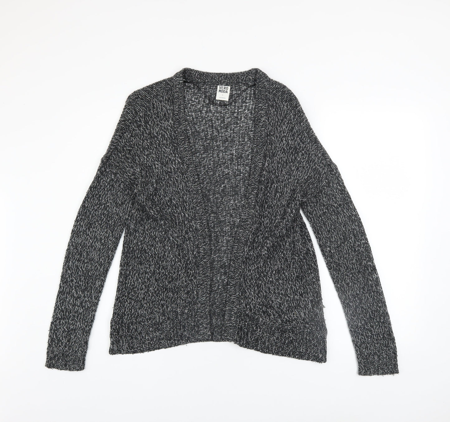Vero Moda Women's Grey Knit Open Front Long Sleeve Cardigan Size S