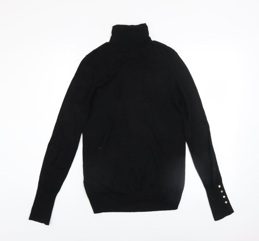 Zara Women Black Roll Neck Slim Fit Knit Jumper Size 8