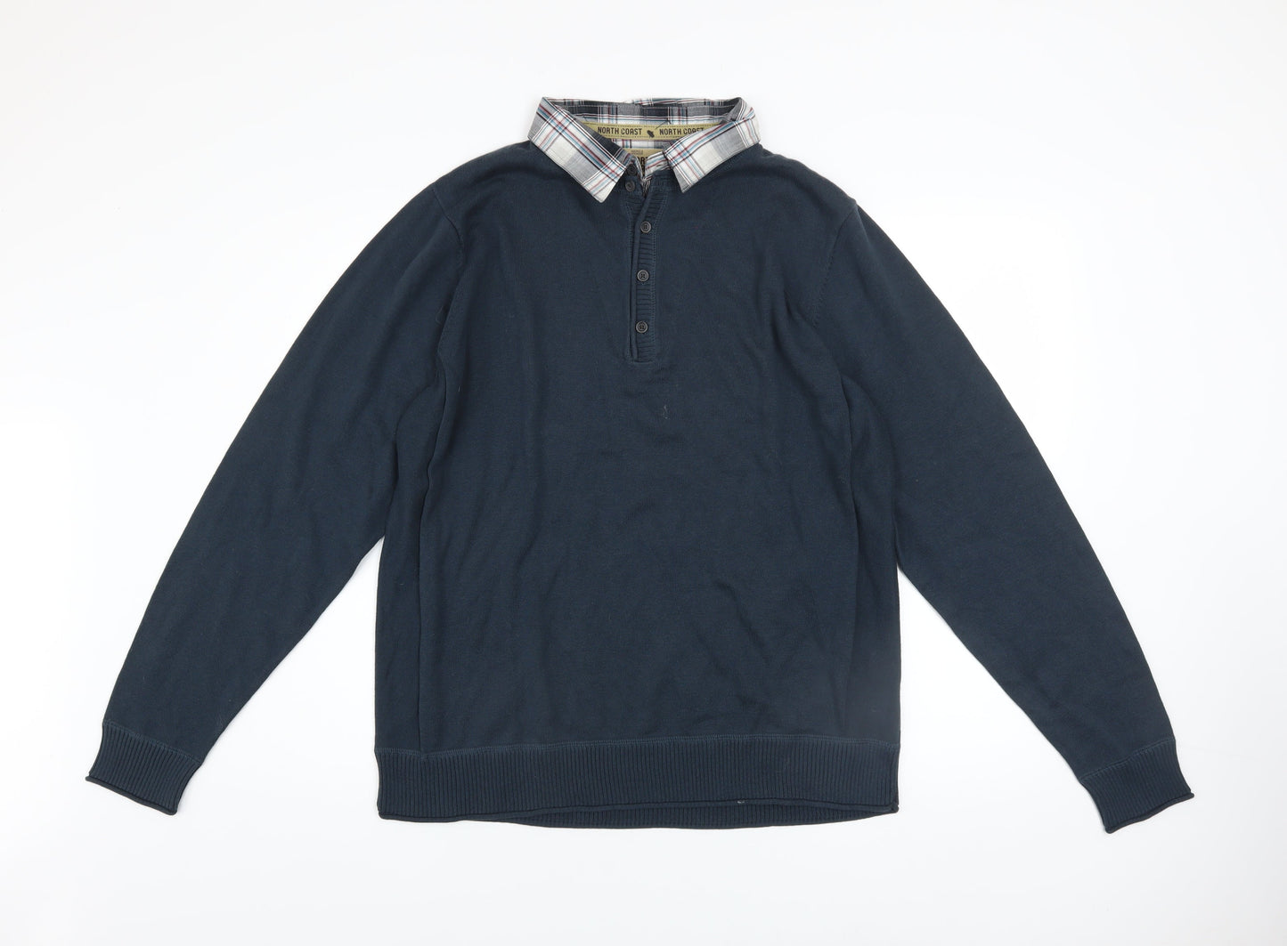 Marks & Spencer North Coast Men’s Blue Cotton Collared Henley Jumper L