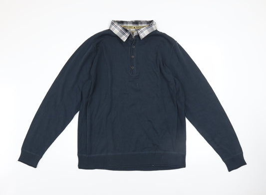 Marks & Spencer North Coast Men’s Blue Cotton Collared Henley Jumper L