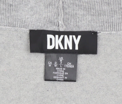 DKNY Womens Grey Collared Open Front Cardigan M