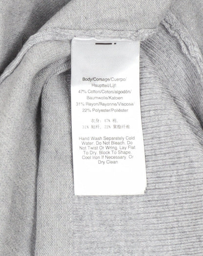 DKNY Womens Grey Collared Open Front Cardigan M