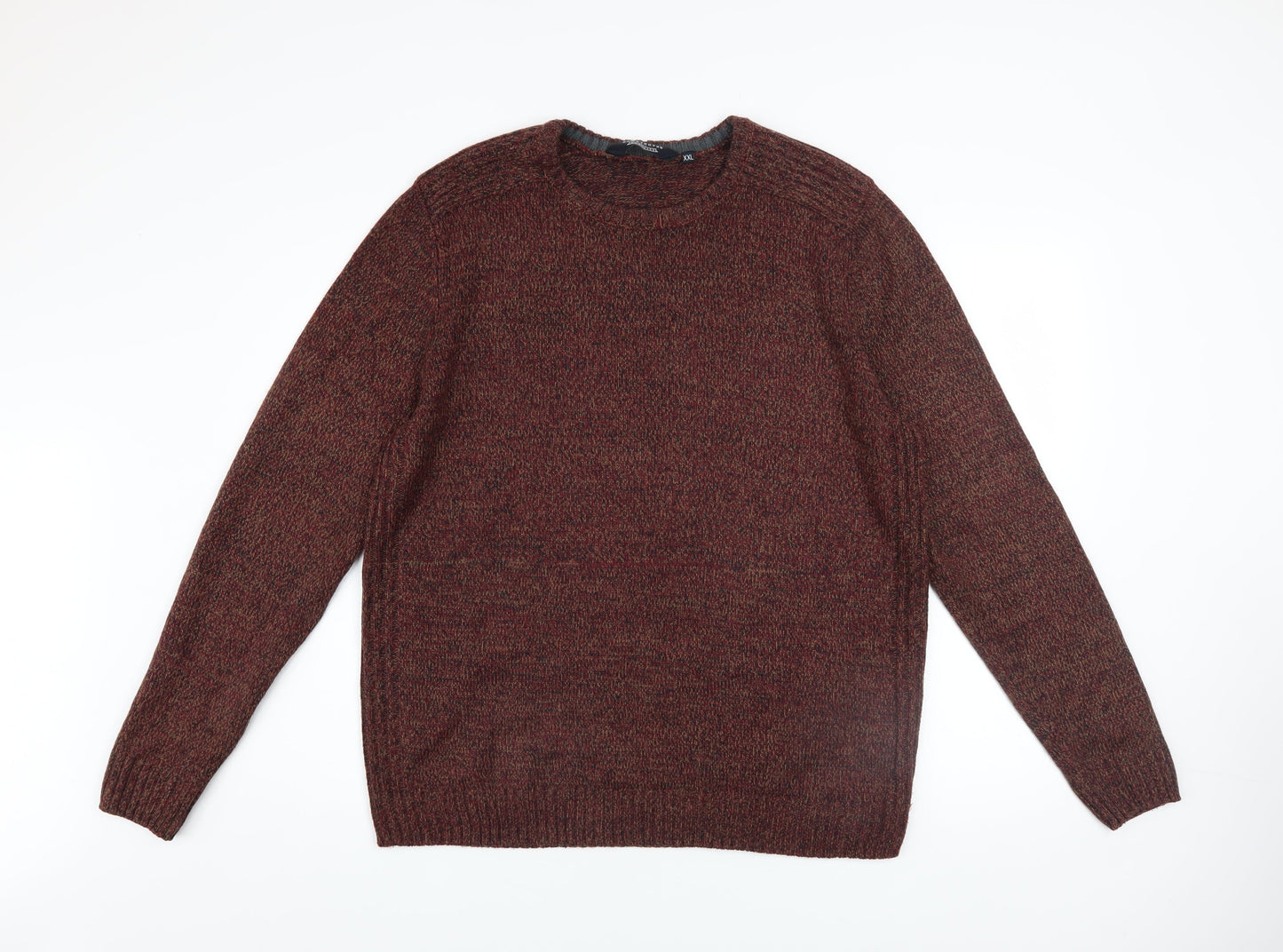 Kensington Eastside Men Brown 2XL Acrylic Crew Neck Jumper