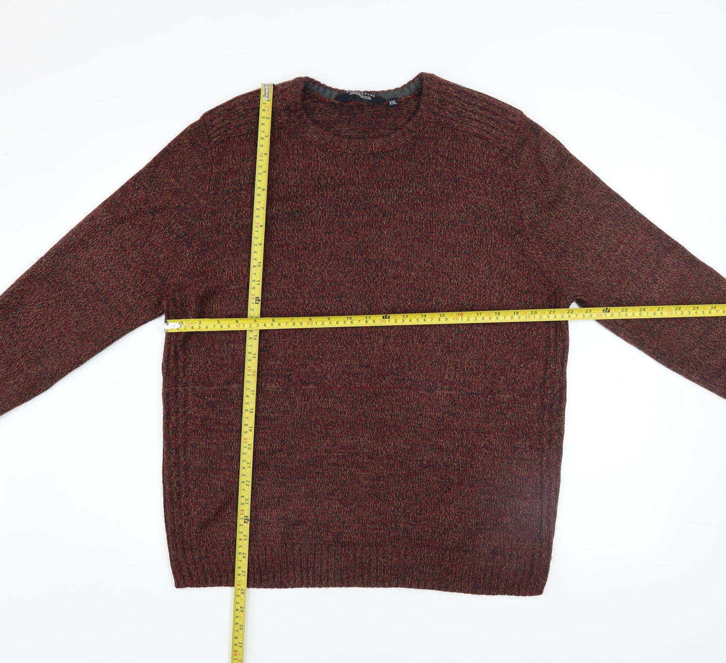 Kensington Eastside Men Brown 2XL Acrylic Crew Neck Jumper