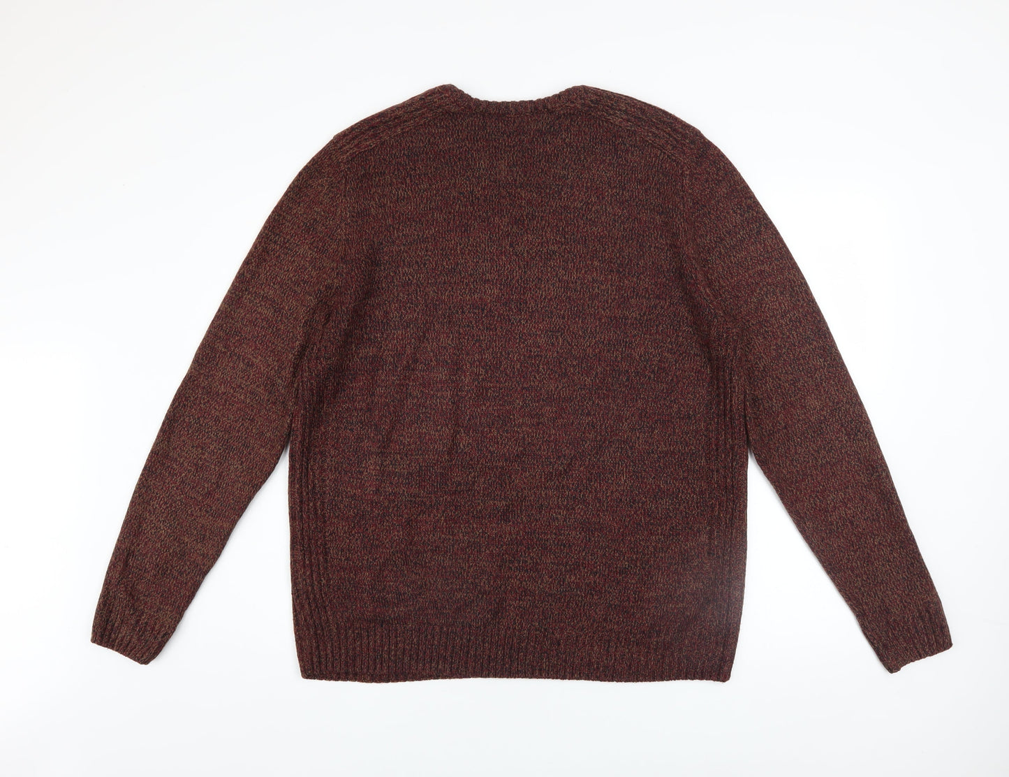 Kensington Eastside Men Brown 2XL Acrylic Crew Neck Jumper
