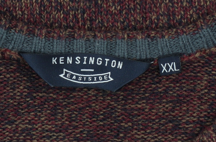 Kensington Eastside Men Brown 2XL Acrylic Crew Neck Jumper