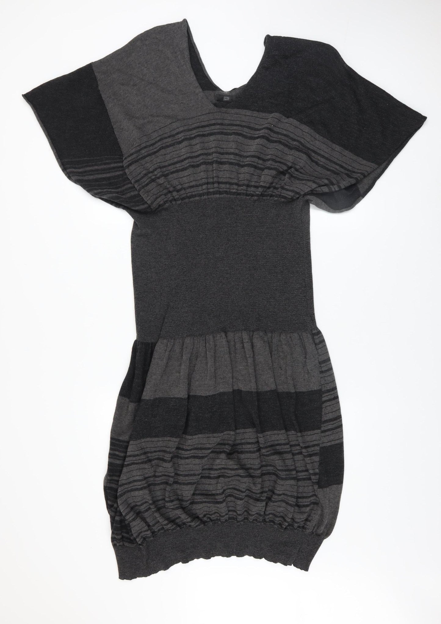 Crea Concept Women’s Grey Striped Knit Shift Dress Size 14