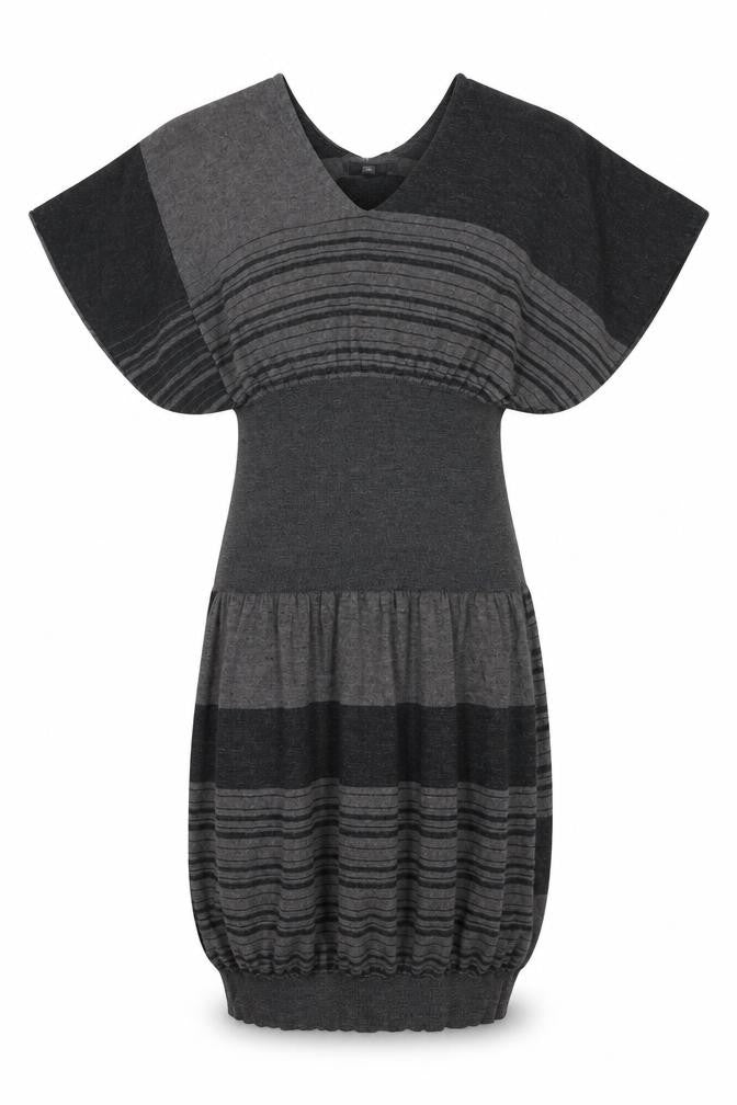 Crea Concept Women’s Grey Striped Knit Shift Dress Size 14