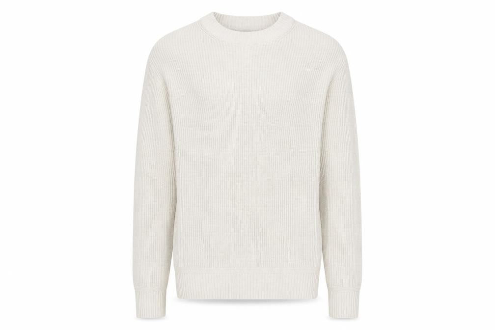 Tu Men Beige Chunky Knit Crew Neck Pullover Jumper Medium