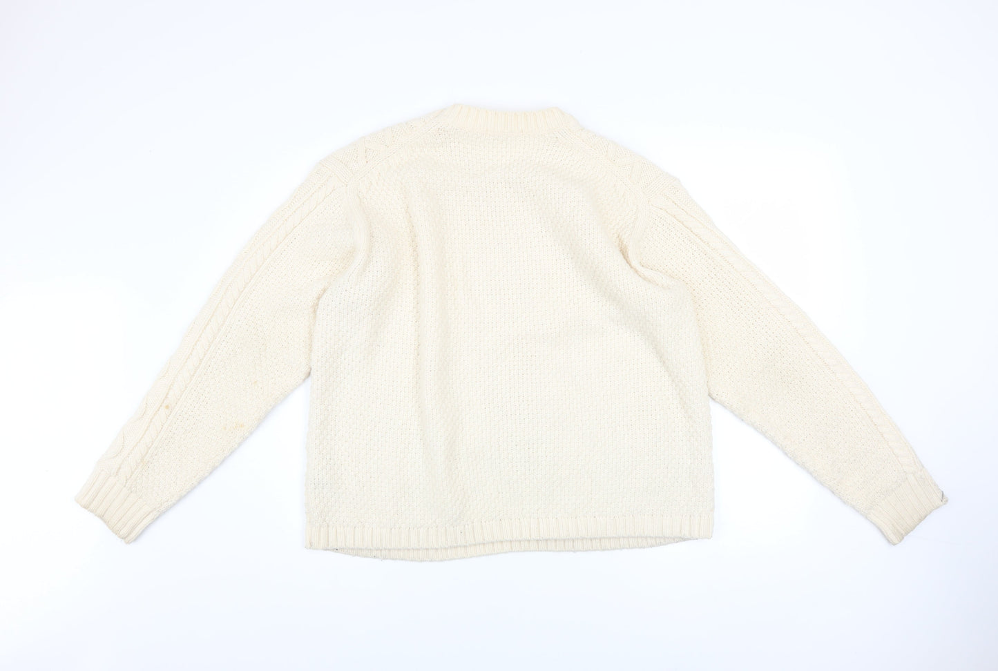 Uniqlo Women Ivory Cable Knit Crew Neck Jumper Size L