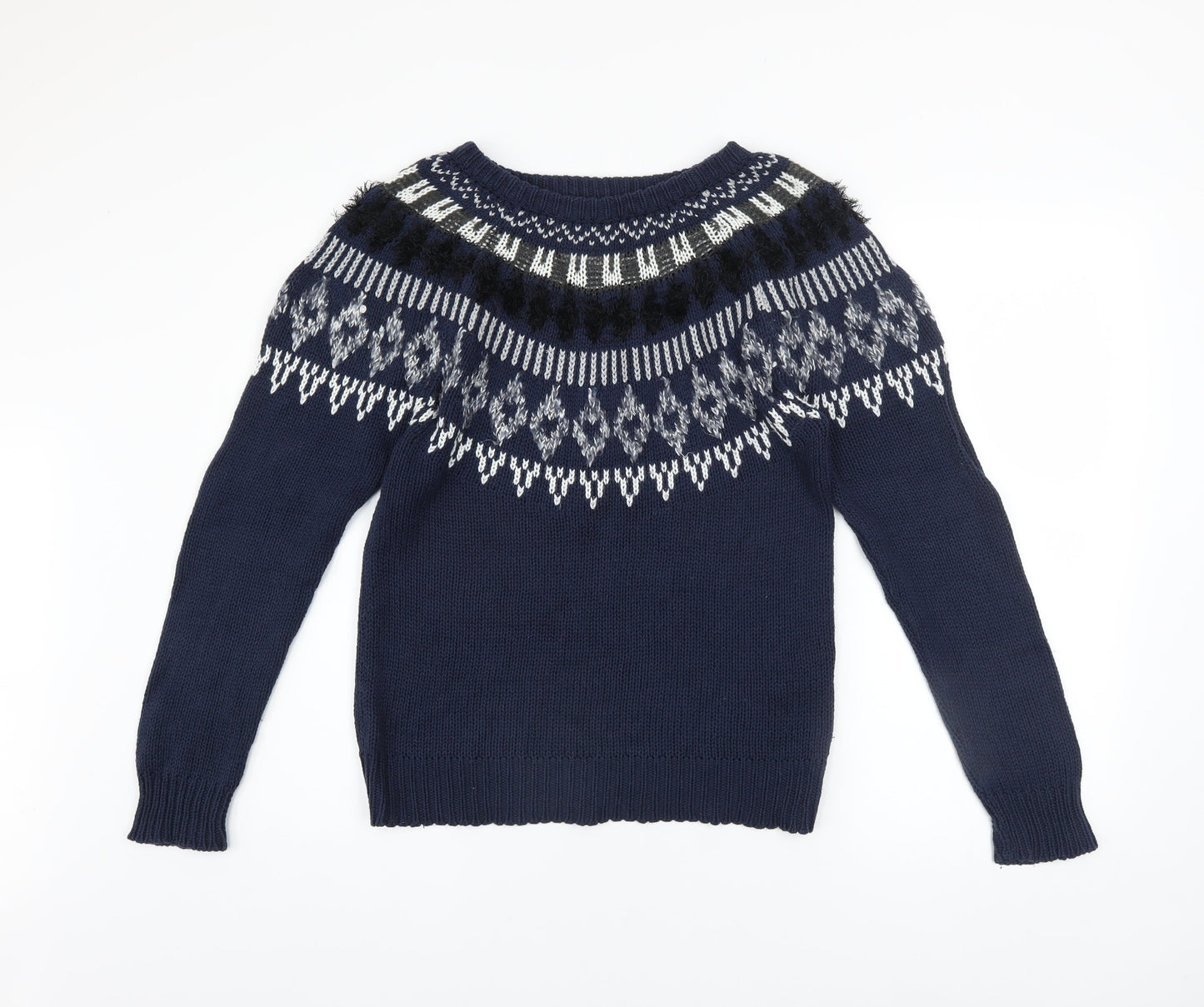 Vero Moda Women Blue Fair Isle Chunky Knit Jumper Size S