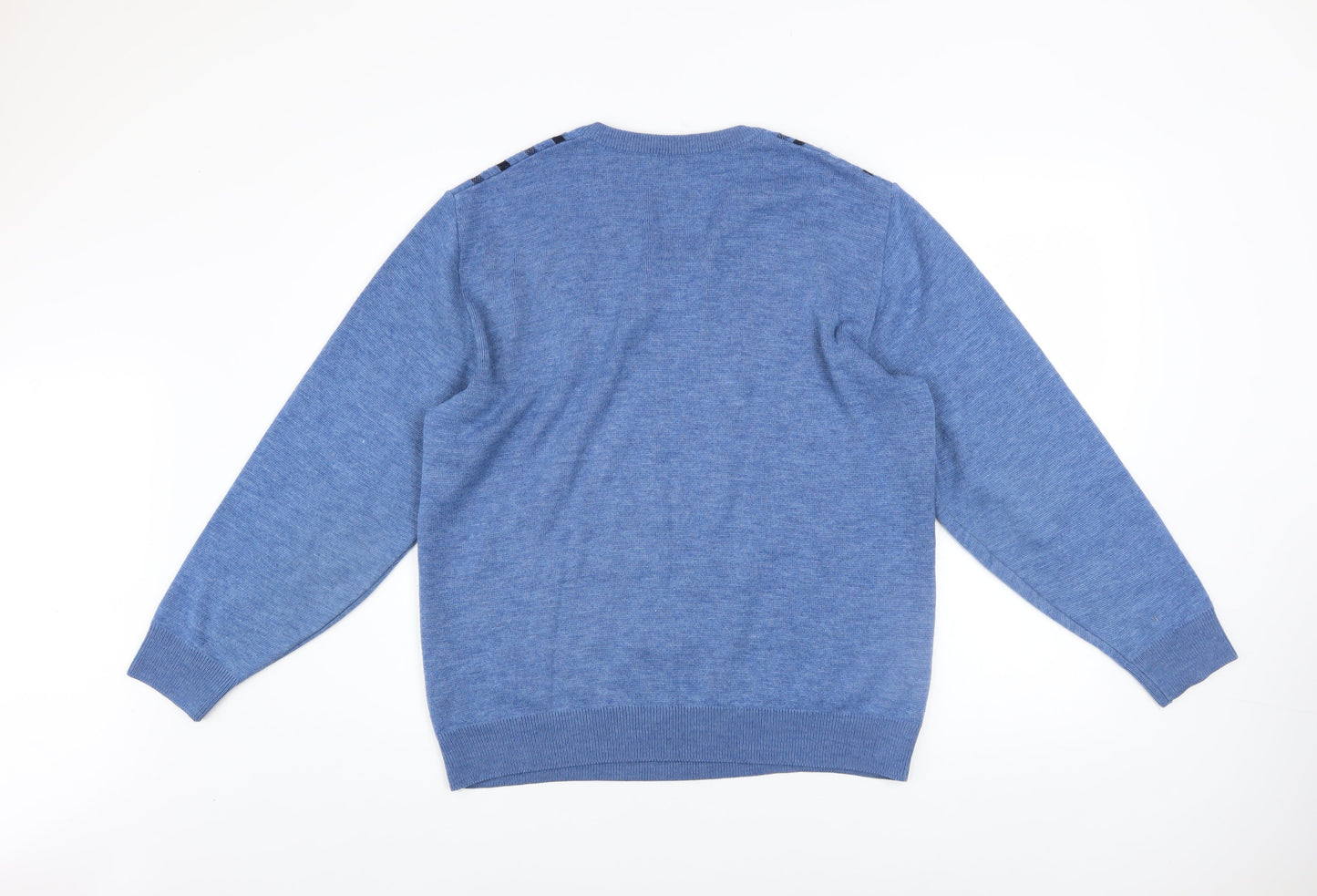 Wolsey Men's Blue Striped Wool Blend V-Neck Pullover Jumper Size M
