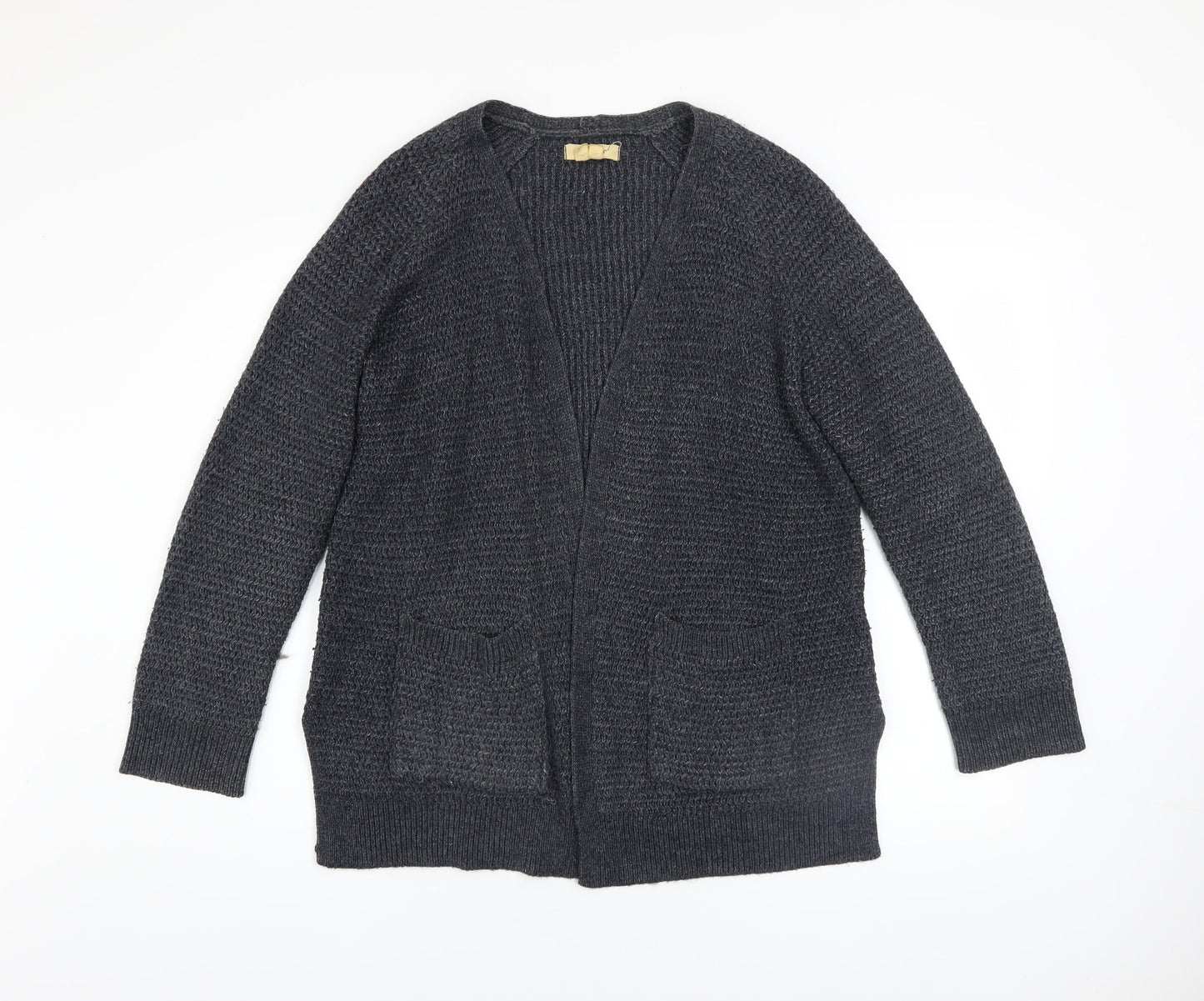Fat Face Women’s Grey Chunky-Knit Open Cardigan UK 12