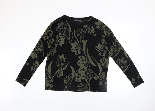 Marks and Spencer Women’s Black Floral Knit Pullover Jumper Size M