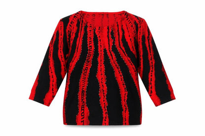 Just Elegance Women’s Red Black Sequin 3/4 Sleeve Pullover Jumper Size L
