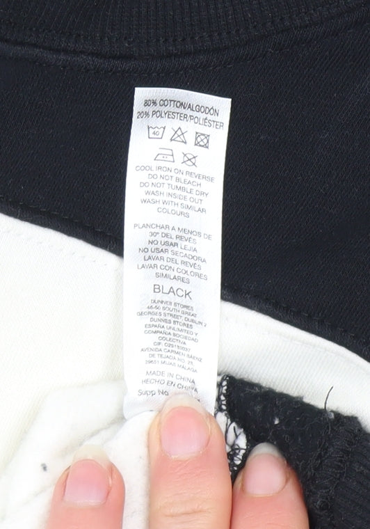 Dunnes Men's Black & White Striped Sweatshirt XS Crew Neck Pullover