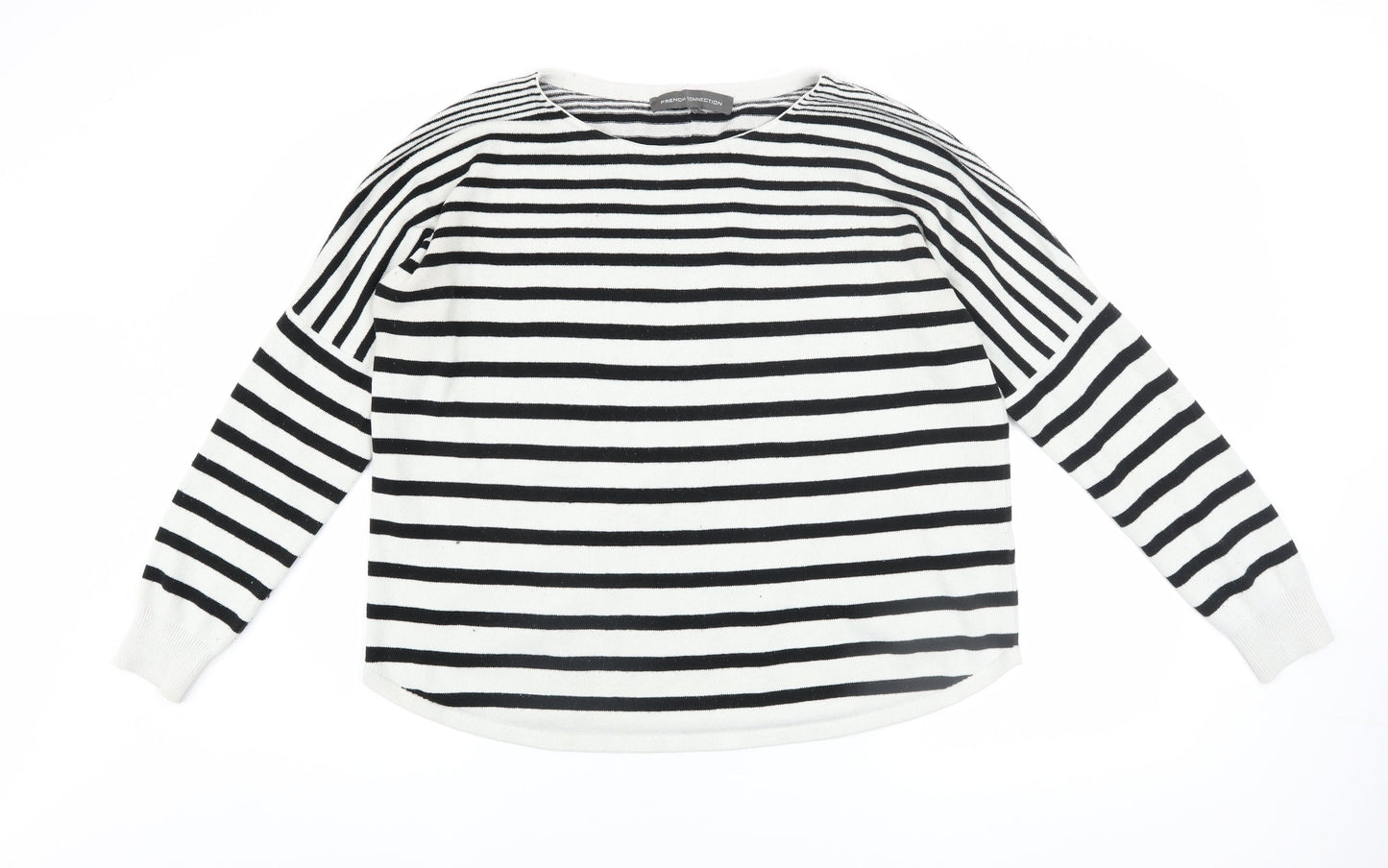 French Connection Women’s Black White Striped Knit Jumper M